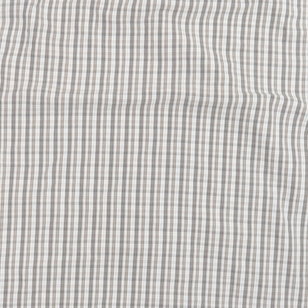 Atlantic Bay Mens Brown Check Cotton Button-Up Size XL Collared Button - soft Touch