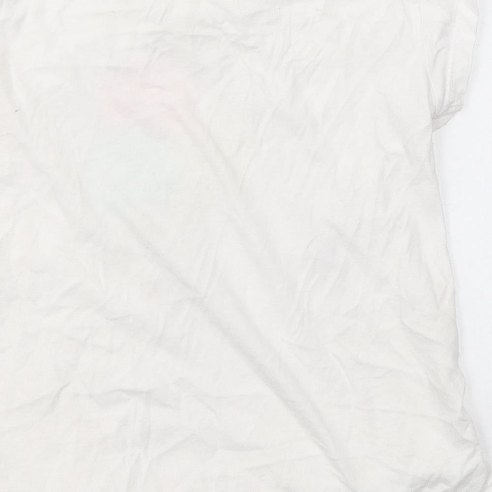 Dunnes Stores Girls White Cotton Basic T-Shirt Size 7 Years Round Neck - Ice Cream Print