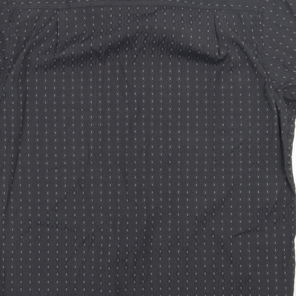 UrbanSpirit Mens Grey Geometric Polyester Button-Up Size M Collared Button