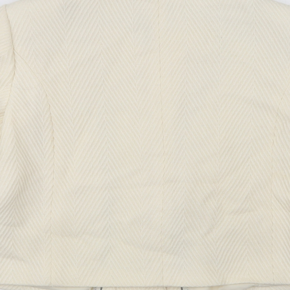 Marks and Spencer Womens Ivory Pea Coat Coat Size 12 Snap
