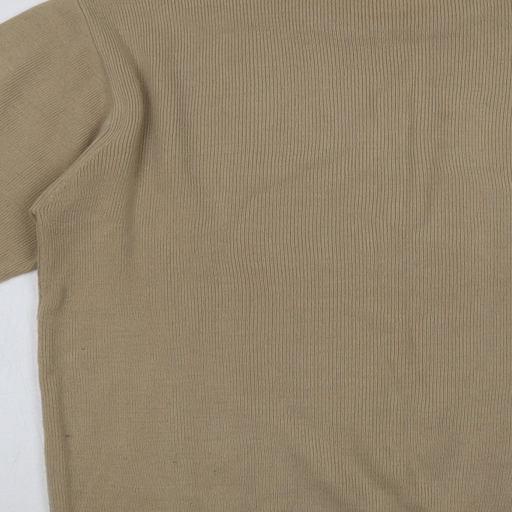 George Mens Beige Crew Neck Acrylic Pullover Jumper Size S