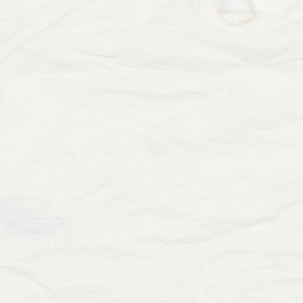 F&F Girls Ivory 100% Cotton Basic T-Shirt Size 0-3 Months Round Neck Button