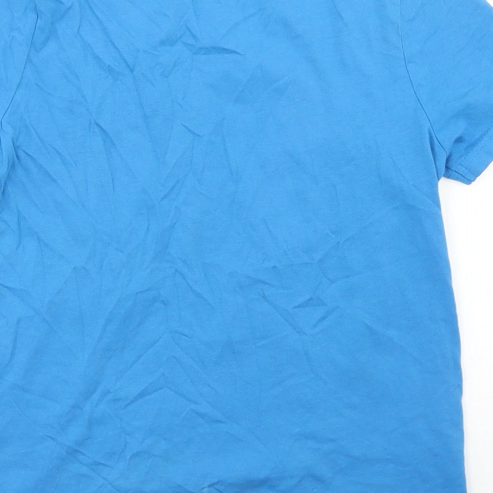 F&F Boys Blue Cotton Basic T-Shirt Size 7-8 Years Crew Neck - Rainbow