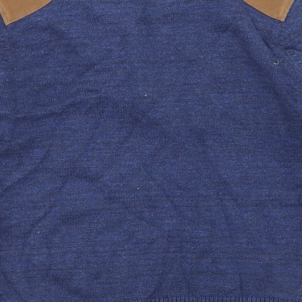 F&F Boys Blue Henley Cotton Pullover Jumper Size 5-6 Years