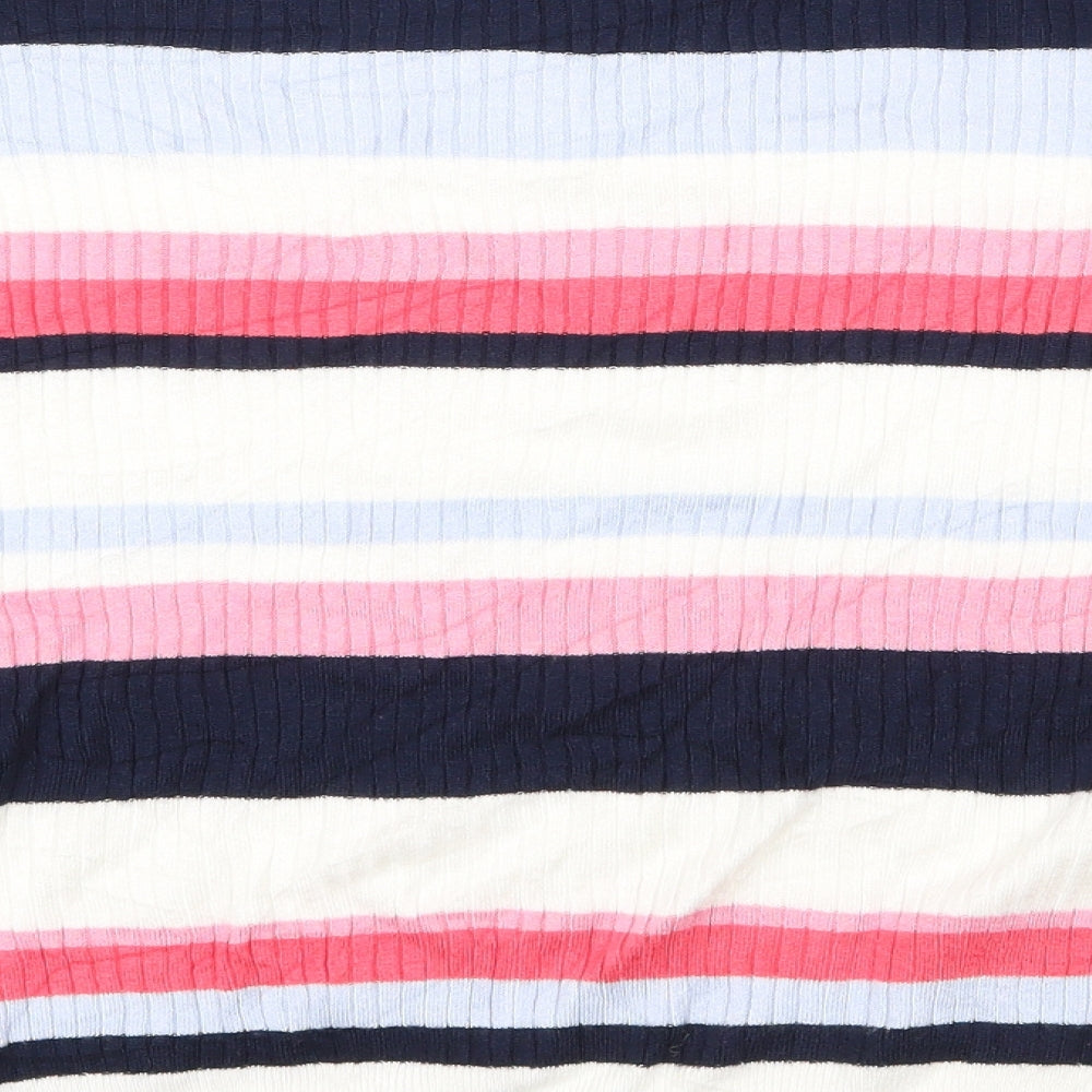 Marks and Spencer Womens Multicoloured Round Neck Striped Viscose Pullover Jumper Size 20