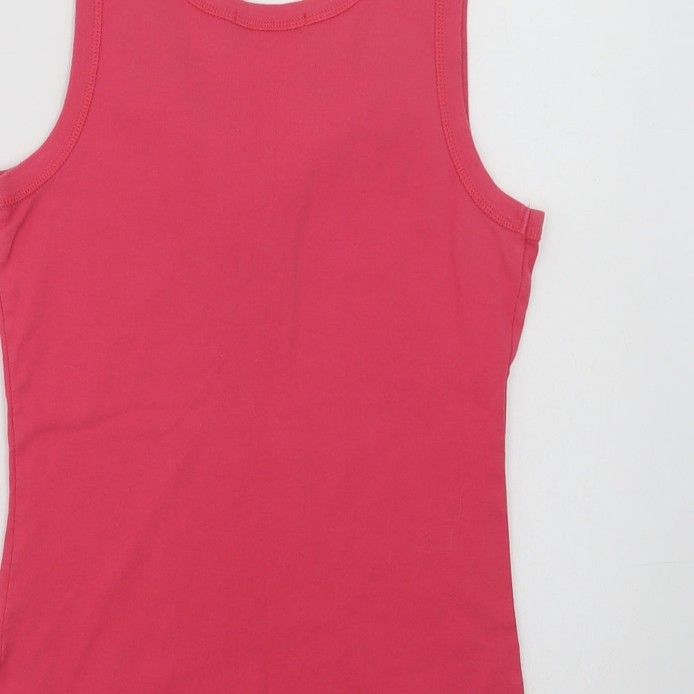 George Womens Pink Cotton Basic Tank Size 12 Scoop Neck