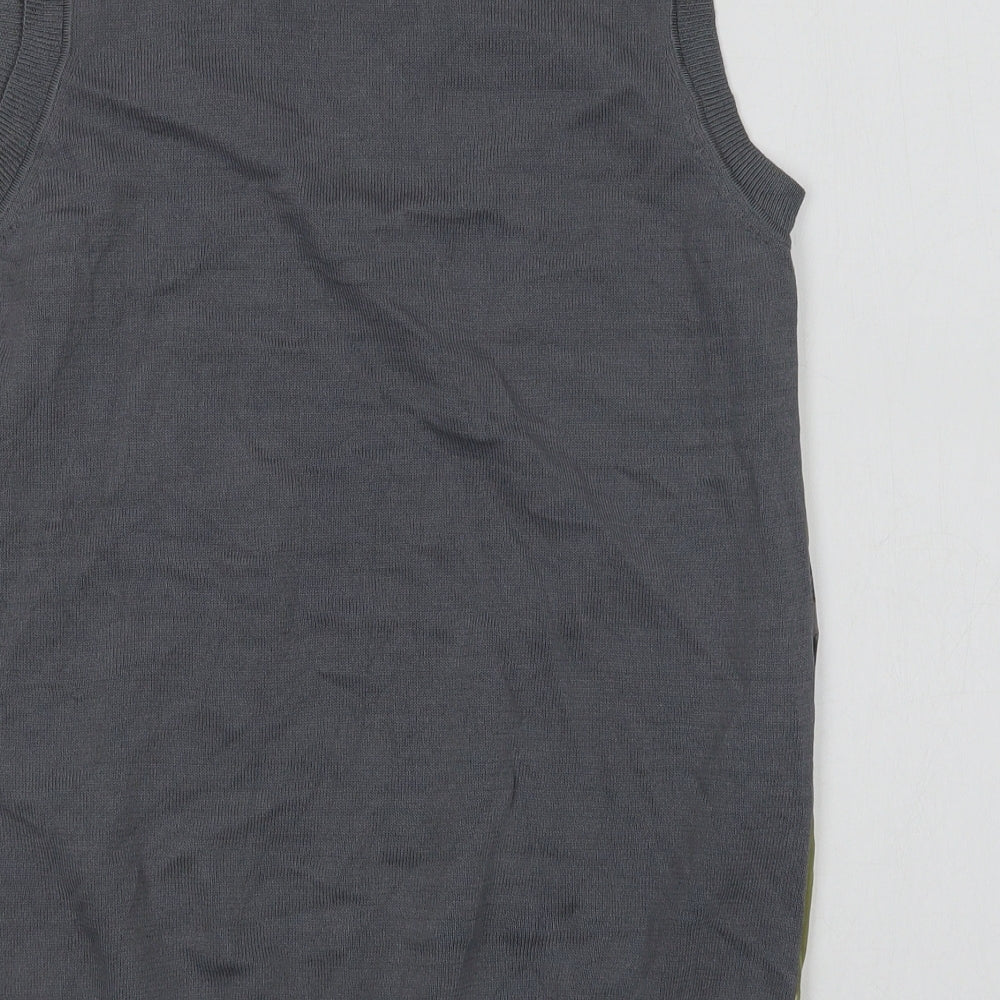 NEXT Womens Grey Geometric Viscose Basic Blouse Size 8 Crew Neck