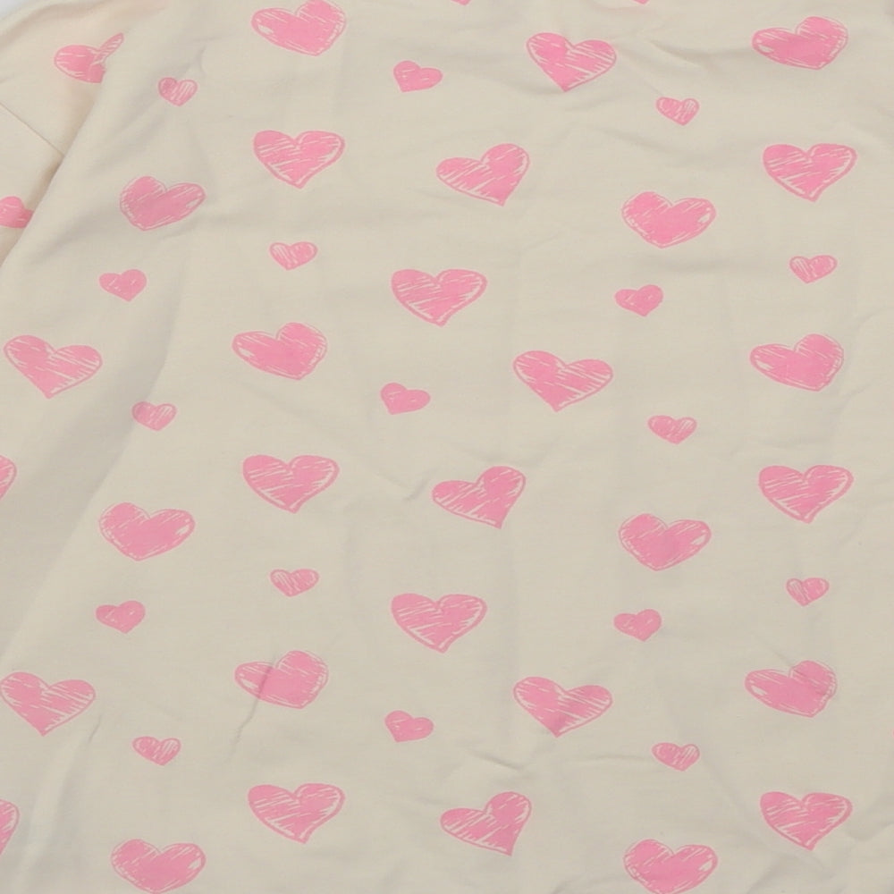 Dunnes Stores Girls Ivory Geometric Cotton Pullover Sweatshirt Size 9-10 Years Pullover - Heart pattern