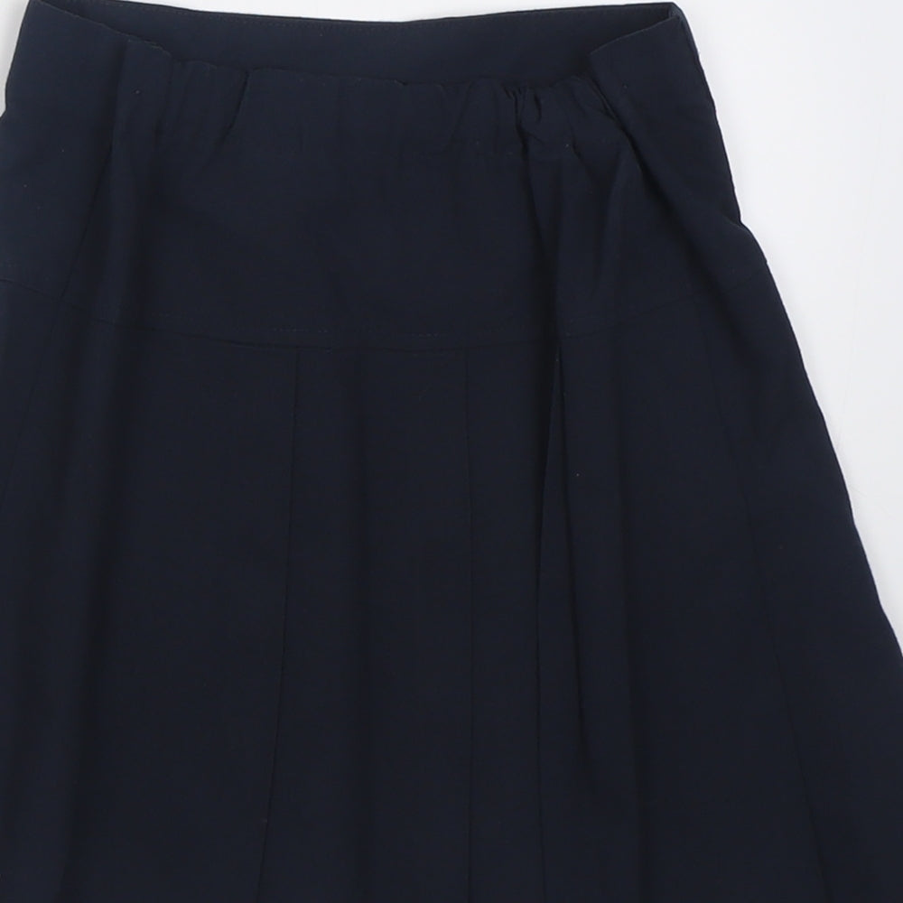Marks and Spencer Girls Blue Polyester A-Line Skirt Size 7-8 Years Regular Pull On - School Wear