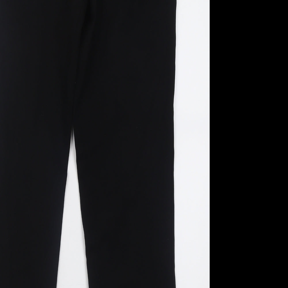Preworn Womens Black Polyester Trousers Size 12 L28 in Regular Hook & Eye