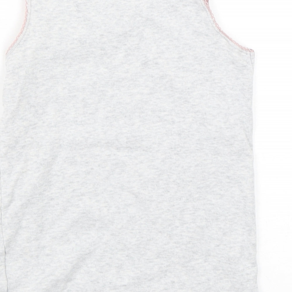 Marks and Spencer Girls Grey Cotton Basic Tank Size 5-6 Years Round Neck Pullover
