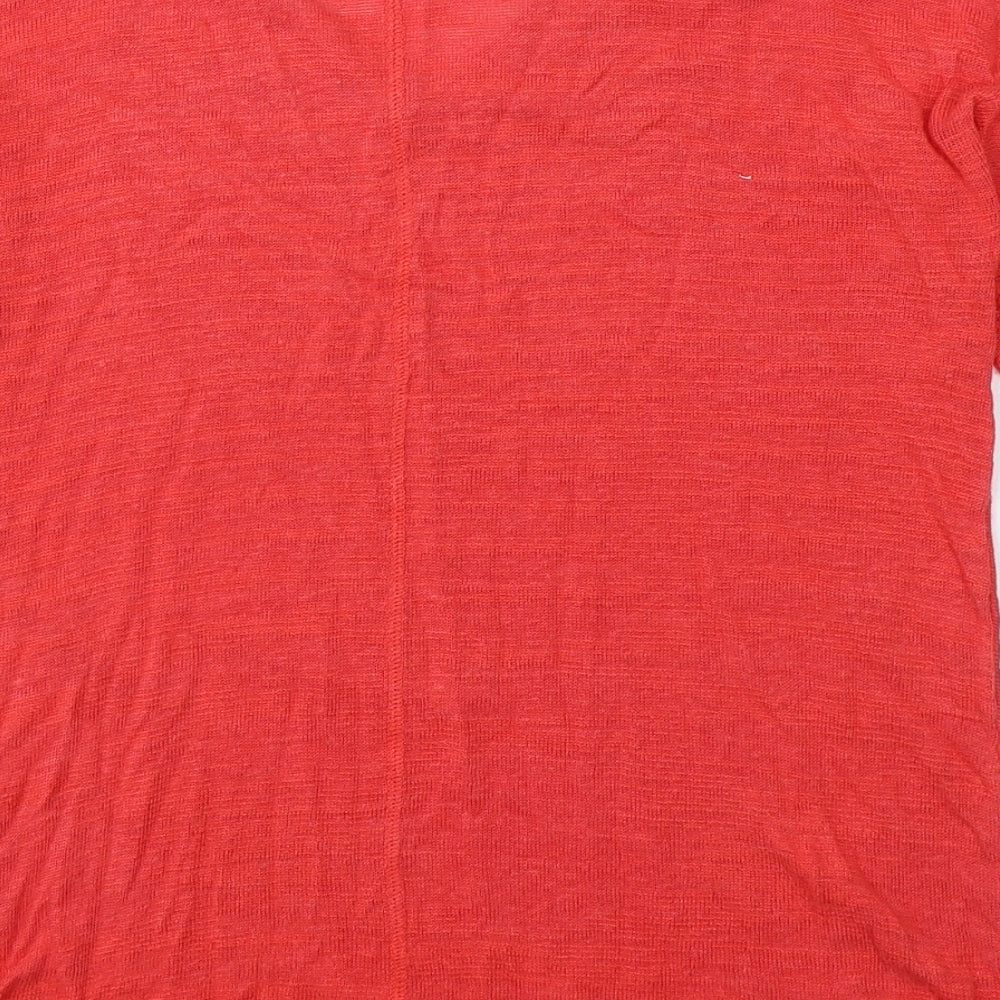 Monsoon Womens Red Polyester Basic T-Shirt Size M V-Neck