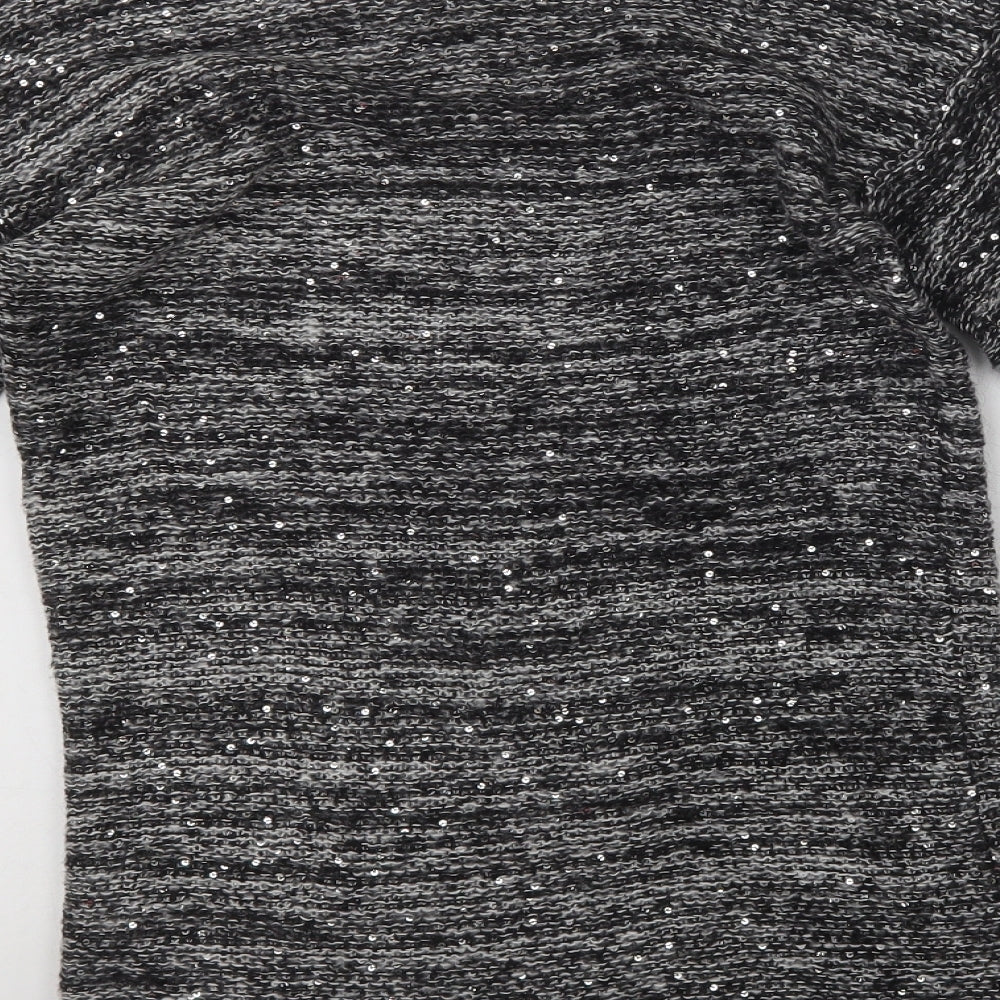 VERO MODA Womens Grey V-Neck Acrylic Cardigan Jumper Size S