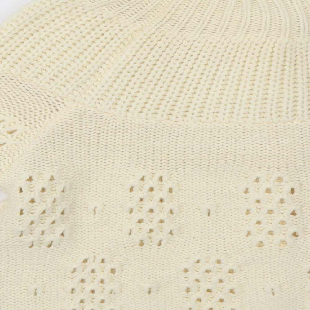 E-vie Womens Ivory Crew Neck Acrylic Cardigan Jumper Size 14