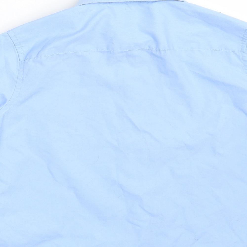 F&F Girls Blue Cotton Basic Button-Up Size 7-8 Years Collared Button