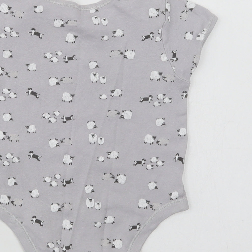 Primark Baby Grey Floral Cotton Romper One-Piece Size 12-18 Months Snap