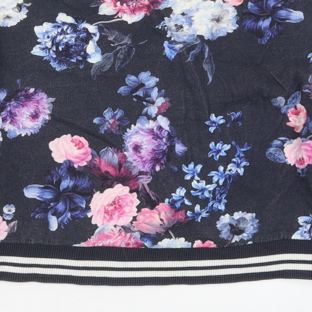 H&M Girls Blue Floral Cotton Pullover Sweatshirt Size 9-10 Years Pullover