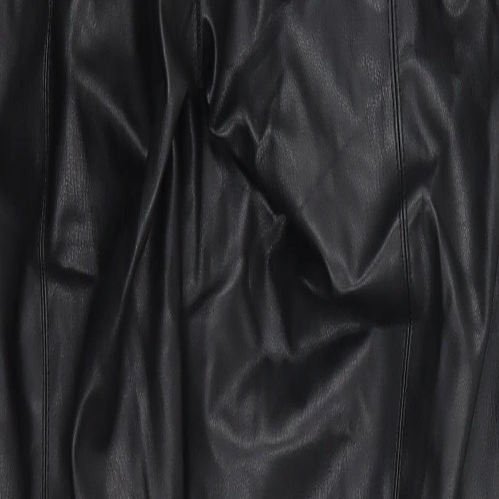 Preworn Womens Black Polyurethane Trousers Size 28 in L27 in Regular Zip