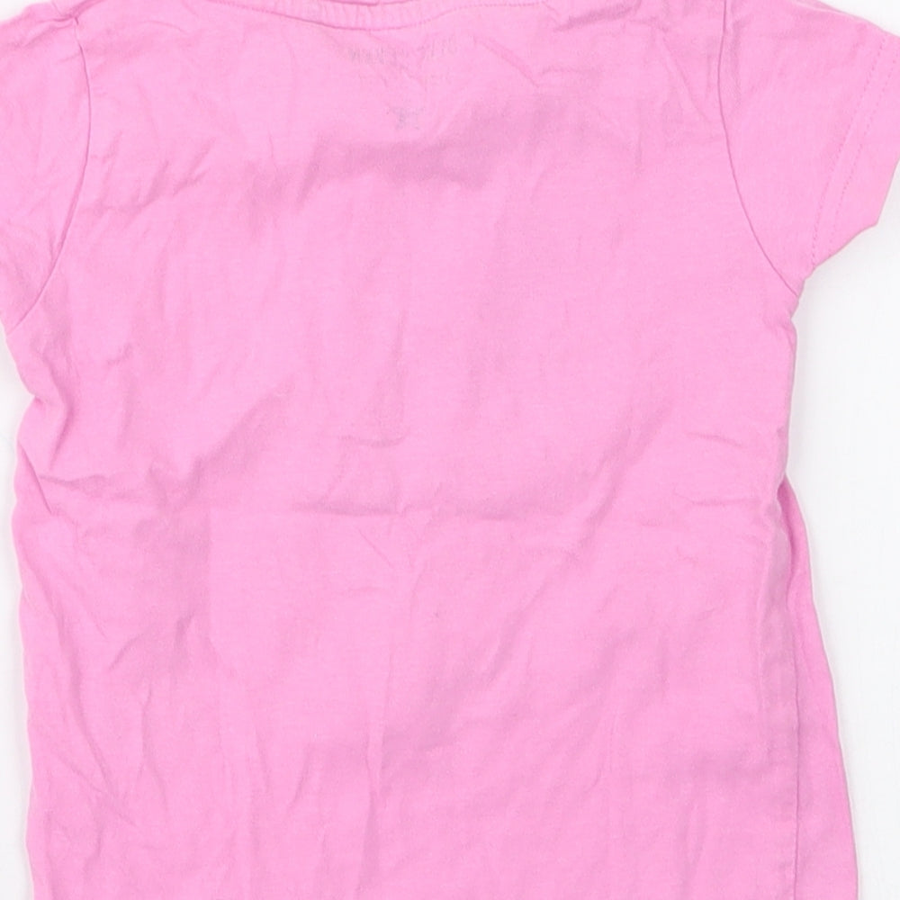 Blue Seven Girls Pink 100% Cotton Jersey T-Shirt Size 2 Years Round Neck Pullover - Banana