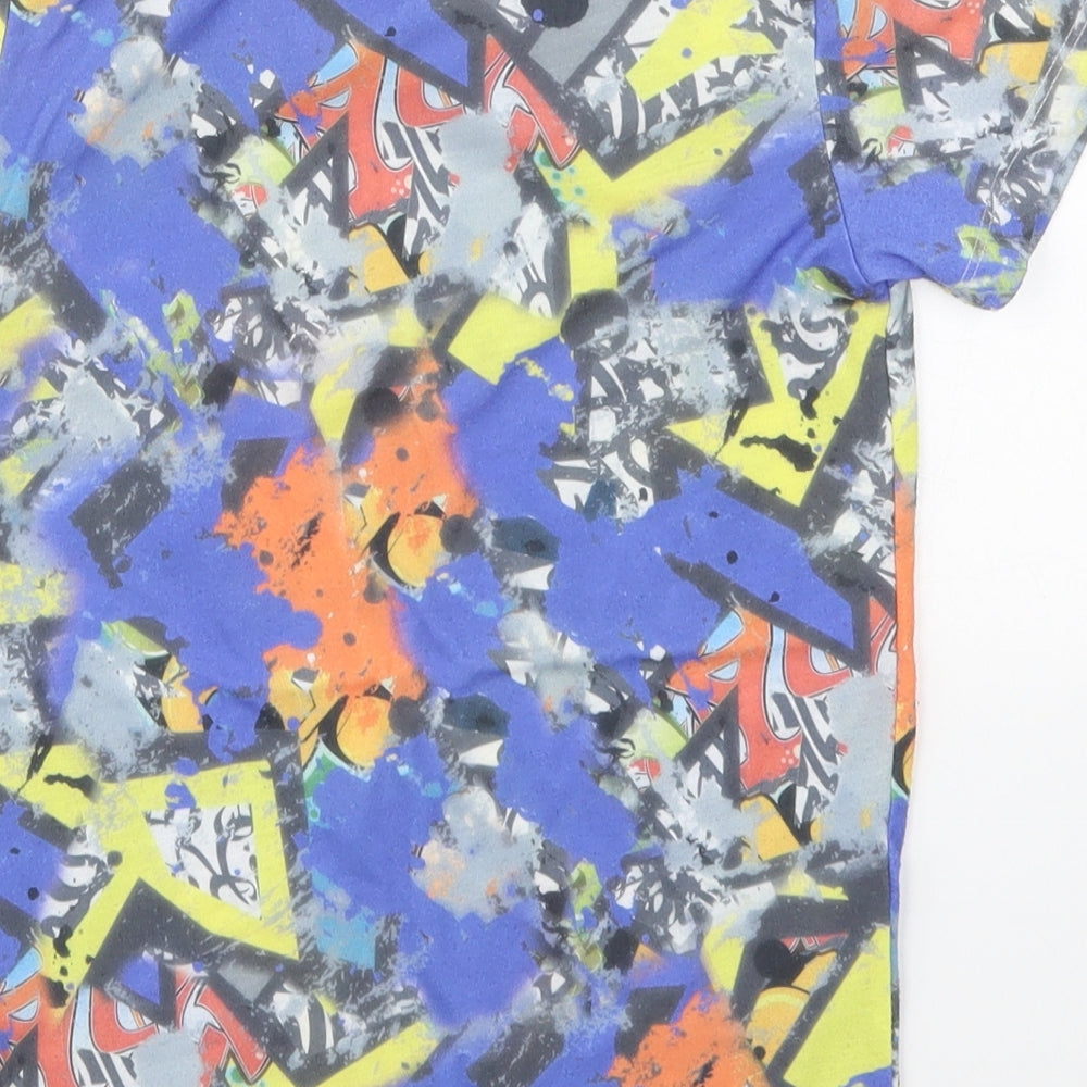 Matalan Boys Blue Polyester Basic T-Shirt Size 7 Years Crew Neck Pullover - Abstract