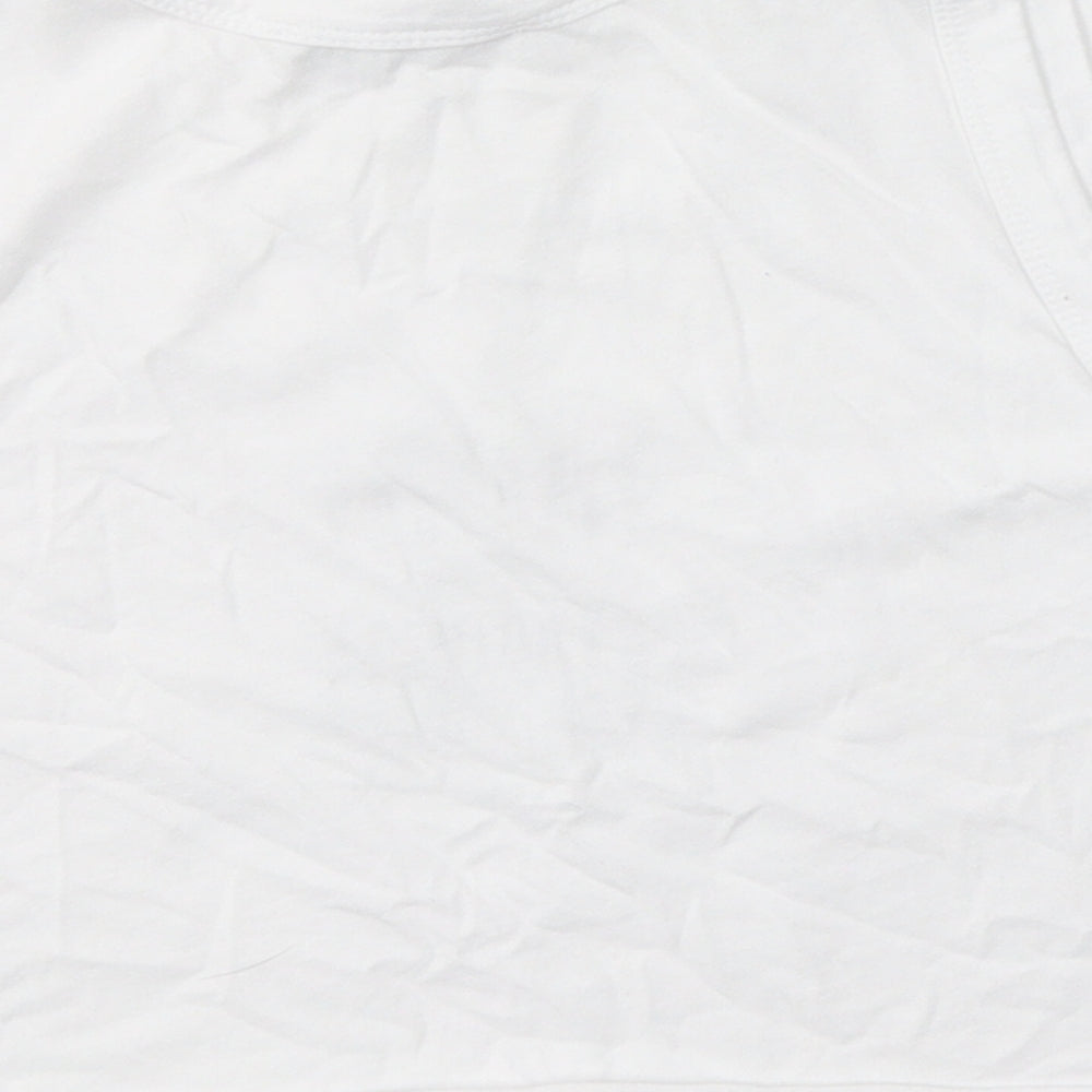 Primark Womens White 100% Cotton Cropped T-Shirt Size S Round Neck - Everyday happiness