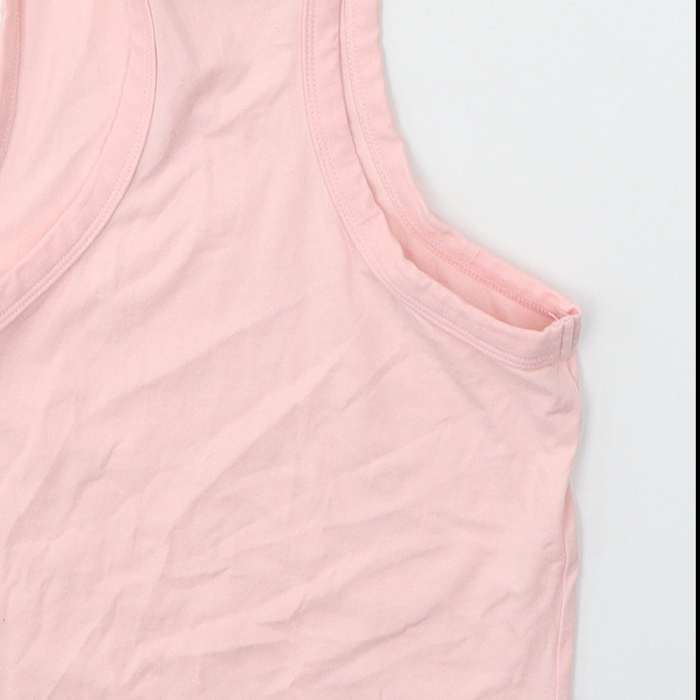 Brave Soul Womens Pink Cotton Cropped Tank Size XS Round Neck