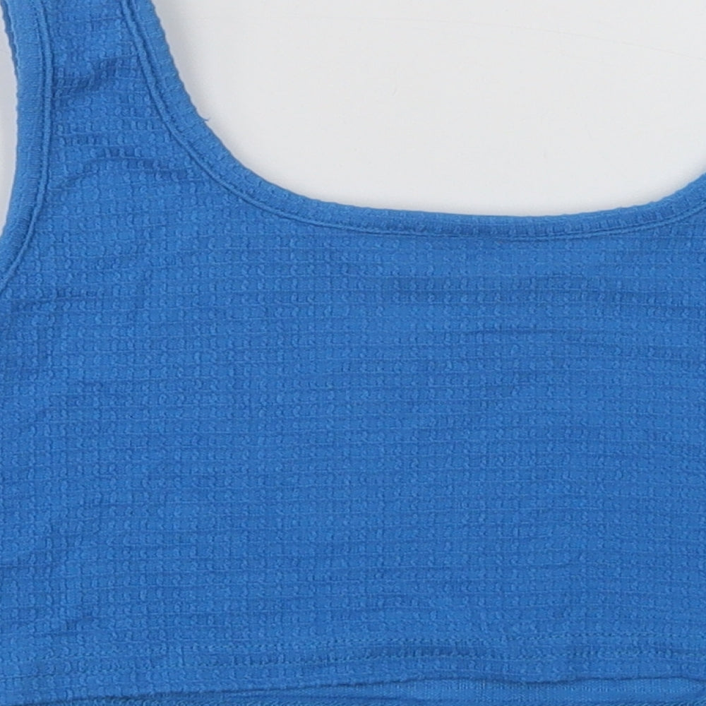 SheIn Girls Blue Polyester Cropped Tank Size 11-12 Years Scoop Neck - Lucky