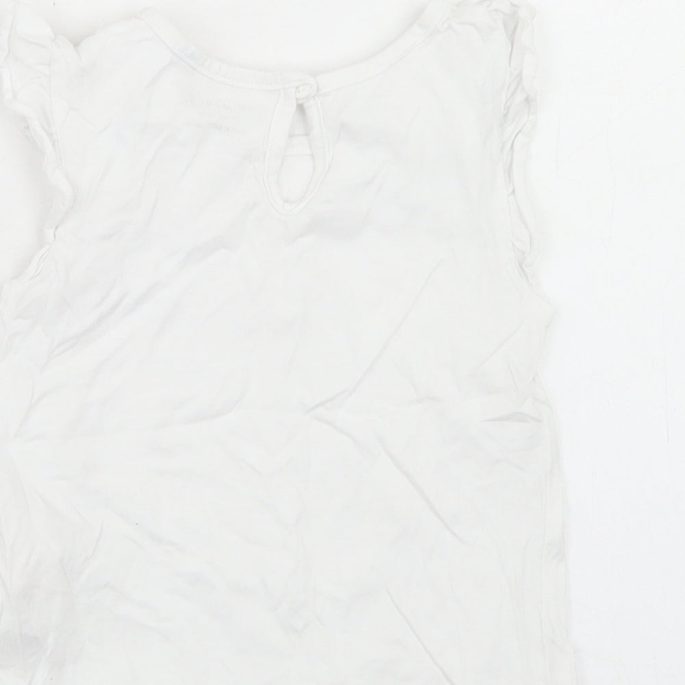 Primark Girls White Cotton Basic T-Shirt Size 18-24 Months Crew Neck Button