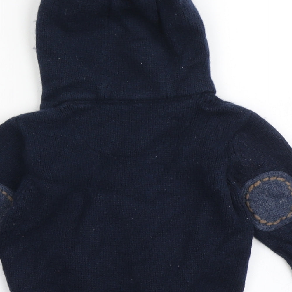 NEXT Boys Blue Cotton Cardigan Jumper Size 3-6 Months Button - Bear
