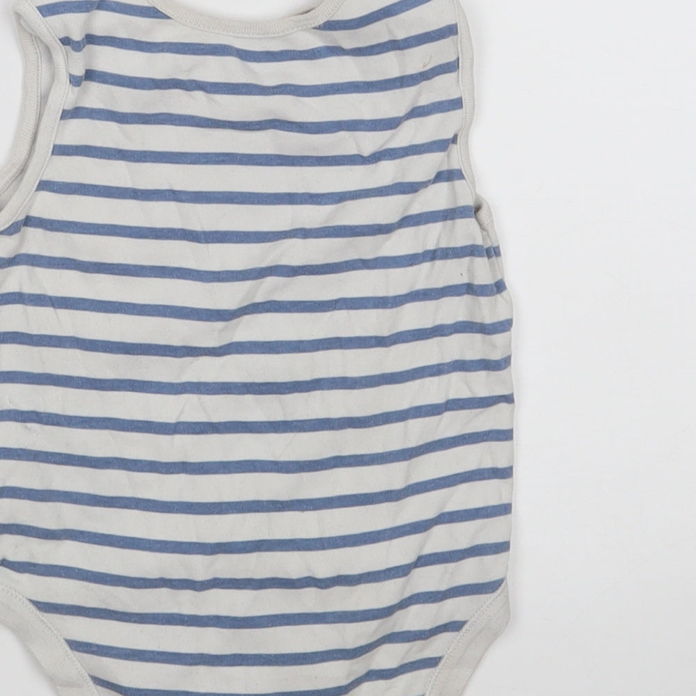 Dunnes Baby White Striped 100% Cotton Babygrow One-Piece Size 18-24 Months Button