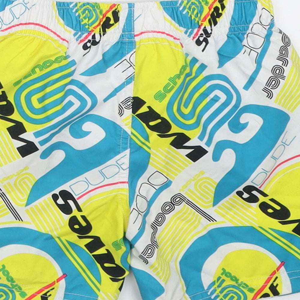 Marks and Spencer Boys Multicoloured Geometric Polyester Sweat Shorts Size 2-3 Years Regular Tie - Surf