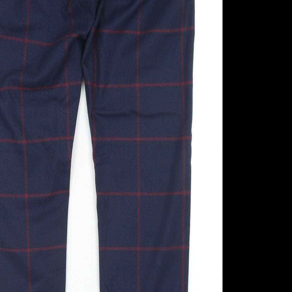 Topman Womens Blue Plaid Polyester Trousers Size 32 in L32 in Regular Drawstring