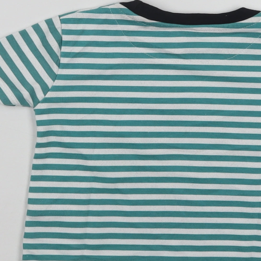 River Island Baby Green Striped Cotton Basic T-Shirt Size 12-18 Months Crew Neck - Hello Weekend