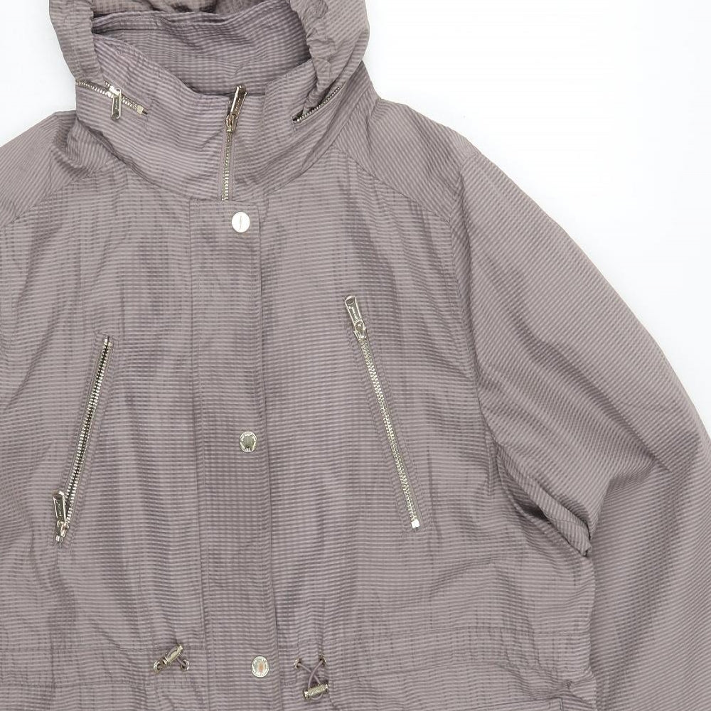 Marks and Spencer Womens Grey Check Jacket Coat Size 2 Zip