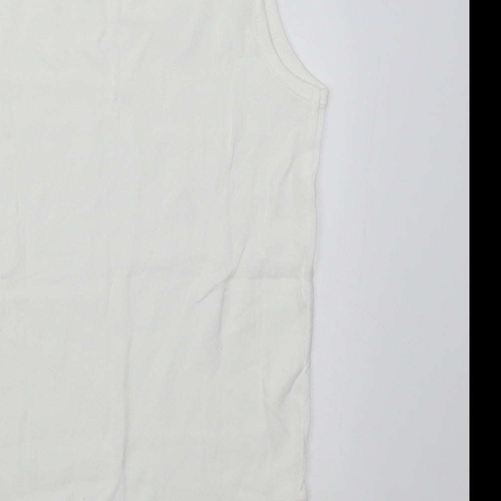 Dunnes Stores Boys White Cotton Basic Tank Size 9-10 Years Crew Neck Pullover