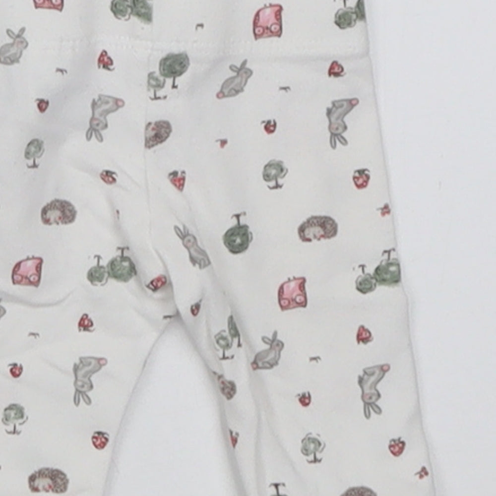 F&F Girls White Geometric Cotton Cropped Trousers Size Newborn Pullover