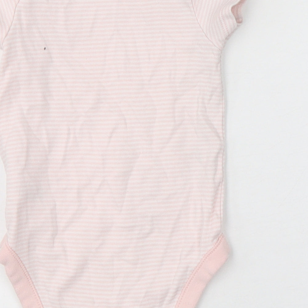 F&F Girls Pink Striped Cotton Leotard One-Piece Size 12-18 Months Snap