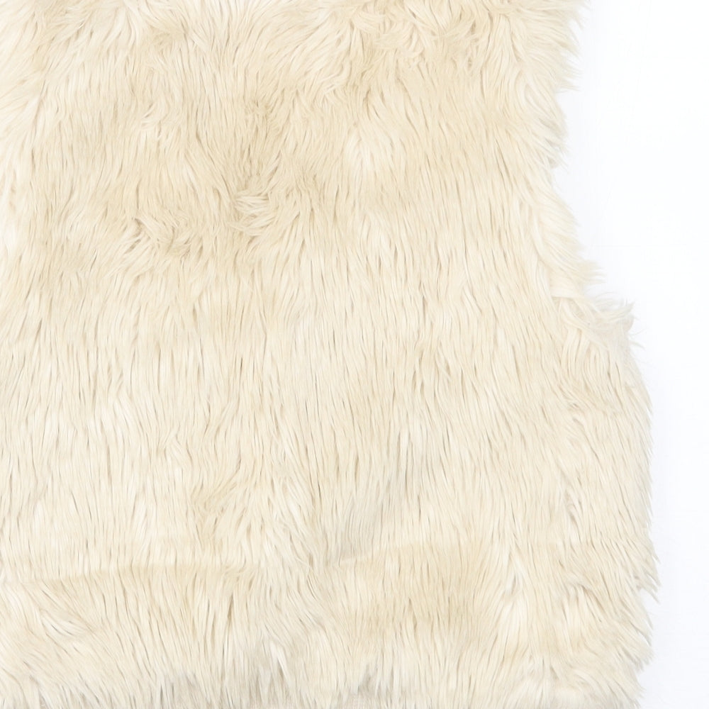 Abercrombie & Fitch Womens Ivory Gilet Waistcoat Size 10 Hook & Eye - faux fur gilet