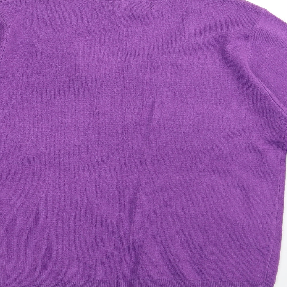 Ellie Louise Womens Purple Round Neck Acrylic Pullover Jumper Size M - Bow Tie