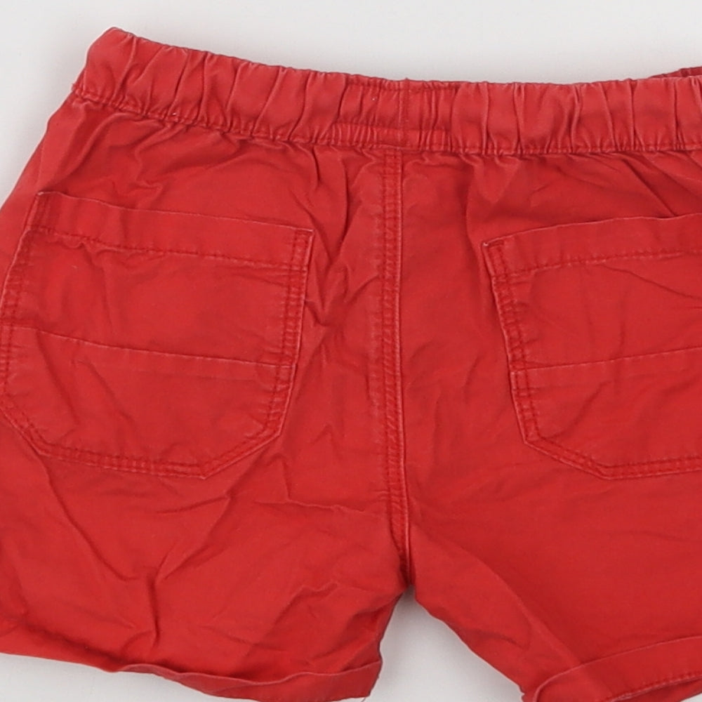 NEXT Boys Red Cotton Chino Shorts Size 2-3 Years Regular Drawstring