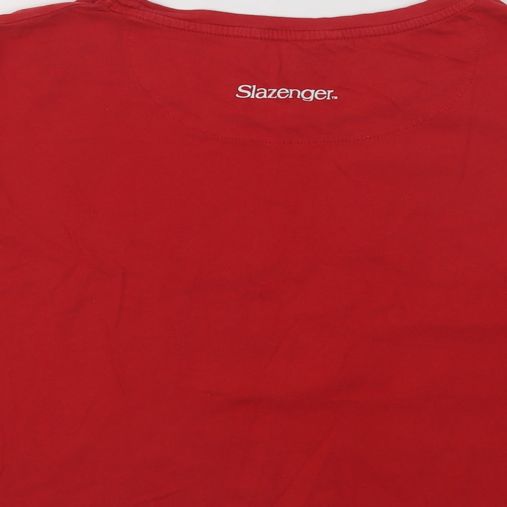 Slaz Womens Red Cotton Cropped T-Shirt Size 14 Crew Neck