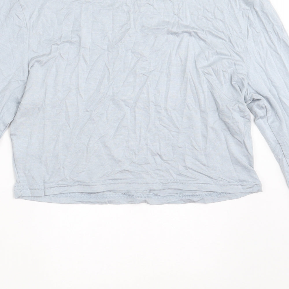 SheIn Womens Blue Cropped T-Shirt Size L Round Neck