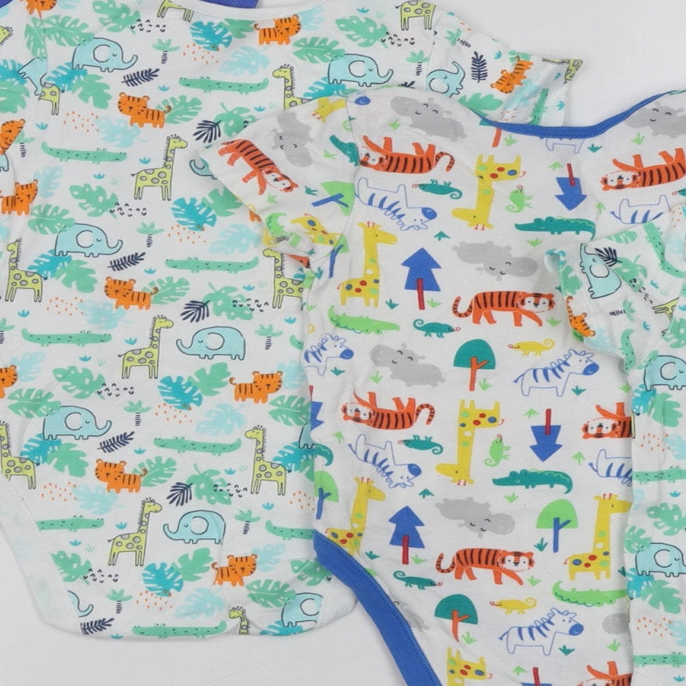 Dunnes Stores Baby Multicoloured Geometric Cotton Babygrow One-Piece Button - 2-3 Years