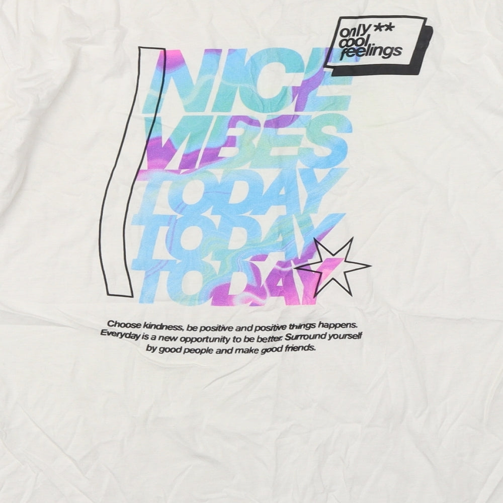 Zara Boys White Polyester Basic T-Shirt Size 13-14 Years Round Neck Pullover