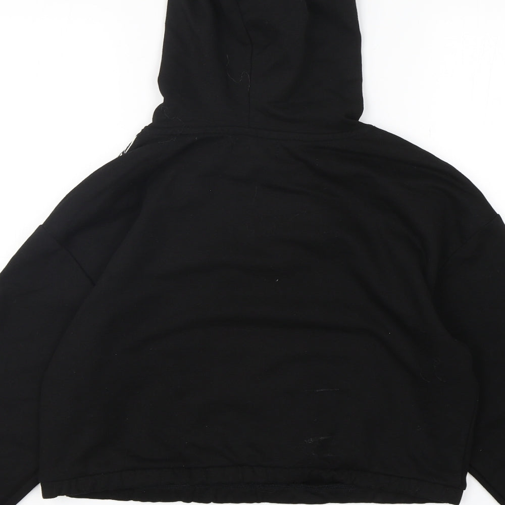 Brave Soul Womens Black Animal Print Cotton Pullover Hoodie Size XS Pullover - Cropped