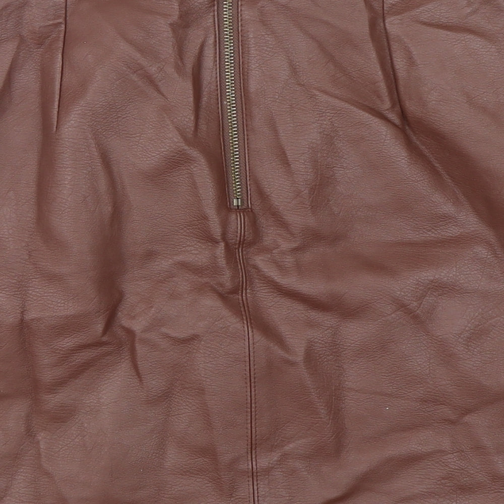 Paraphrase Womens Brown Polyurethane Mini Skirt Size 10