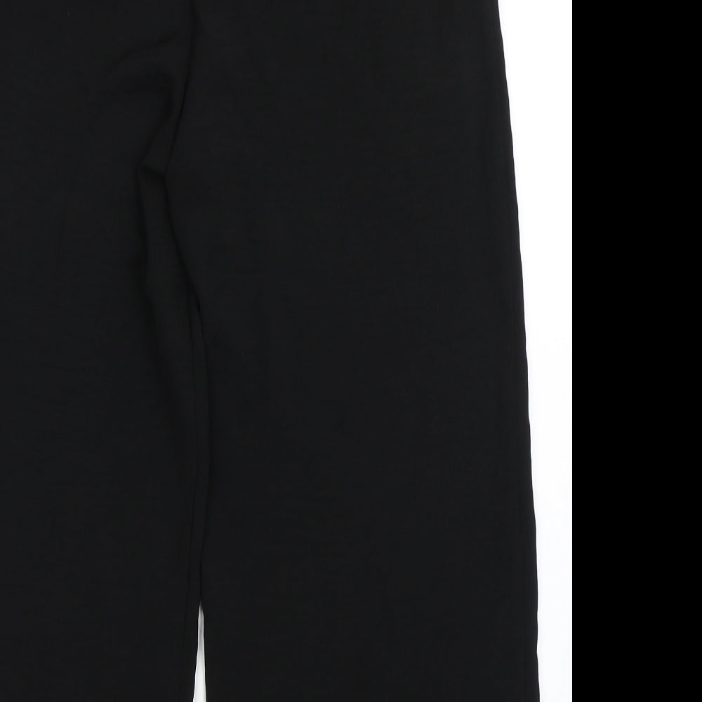 Peacocks Womens Black Polyester Cropped Trousers Size 10 L24 in Regular Drawstring