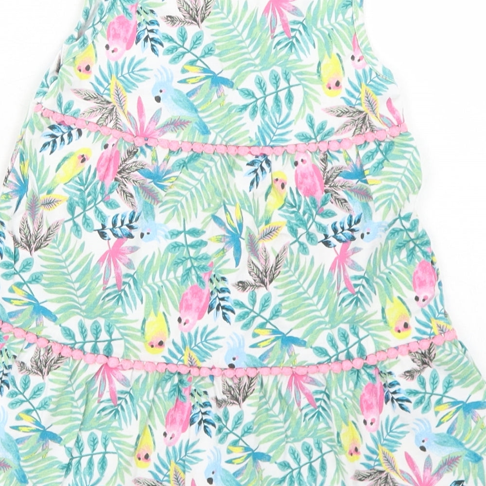 u Girls Blue Floral Cotton Trapeze & Swing Size 2-3 Years V-Neck - Parrots
