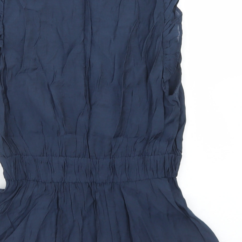 VILA Womens Blue Polyester Basic Blouse Size 8 Round Neck