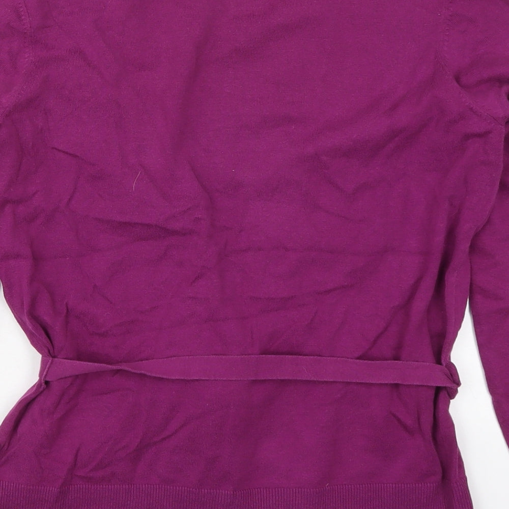Monsoon Womens Purple V-Neck Cotton Cardigan Jumper Size 14
